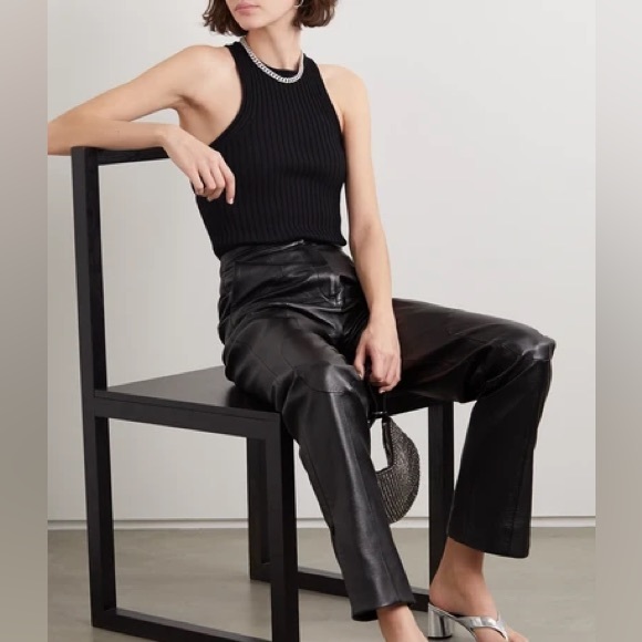 Alexander Wang T Cutout Ribbed Stretch-knit Tank In Black size XS - Picture 5 of 8